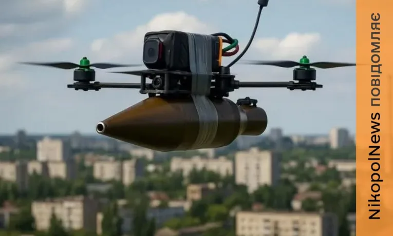 Ворожий дрон впав у Нікополі: чоловік поранений