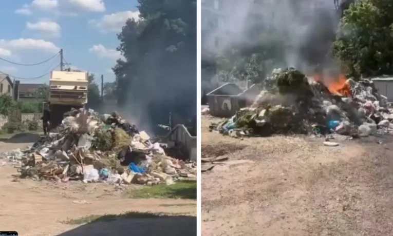 У Кривому Розі сміттєвоз вивантажив палаюче сміття