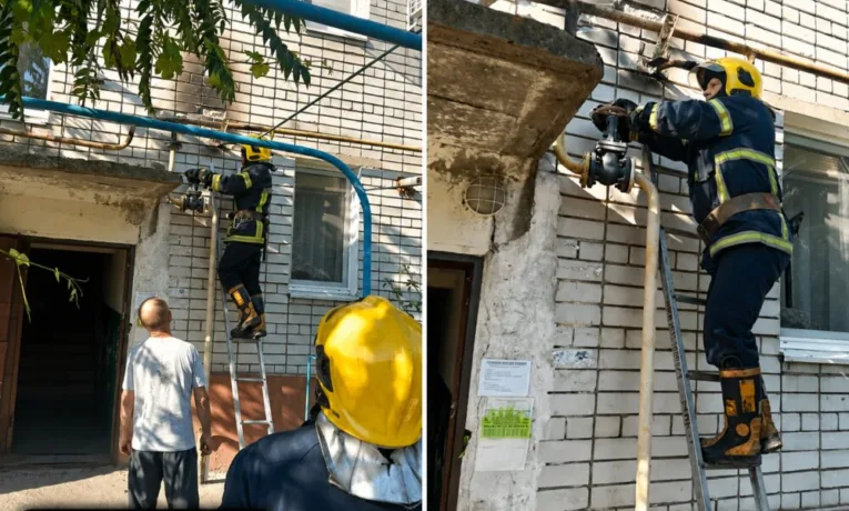На Дніпропетровщині спалахнула газова труба на фасаді будинку
