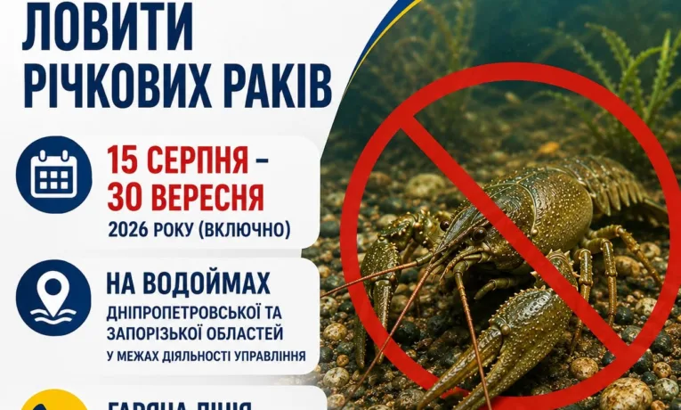 Заборона на вилов раків у Дніпропетровській області