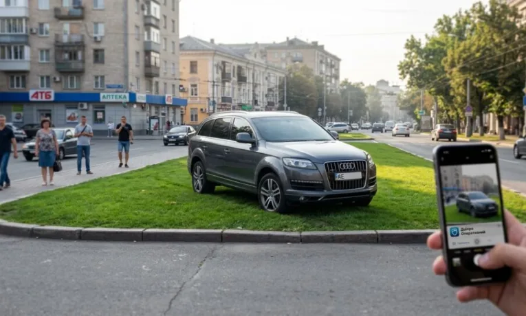 У центрі Дніпра автохам отримав штраф за паркування на газоні