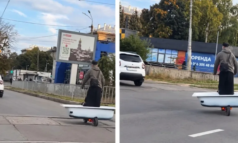 У Дніпрі помітили незвичайний «ваннокат» на дорогах