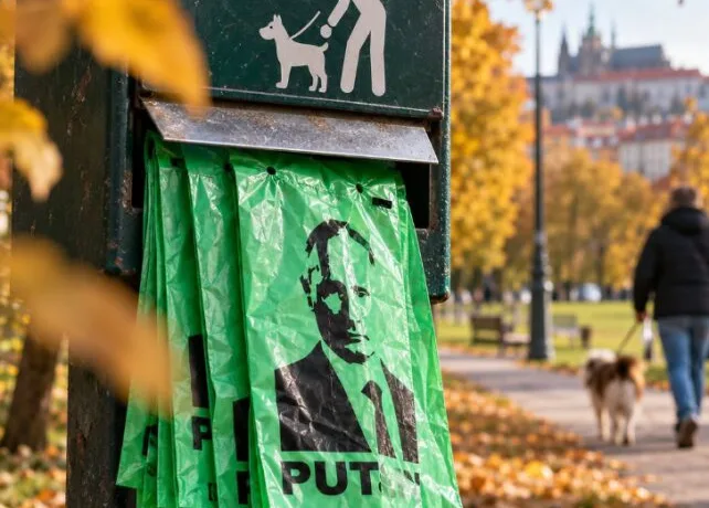 У Празі випустили пакети для сміття з портретом Путіна